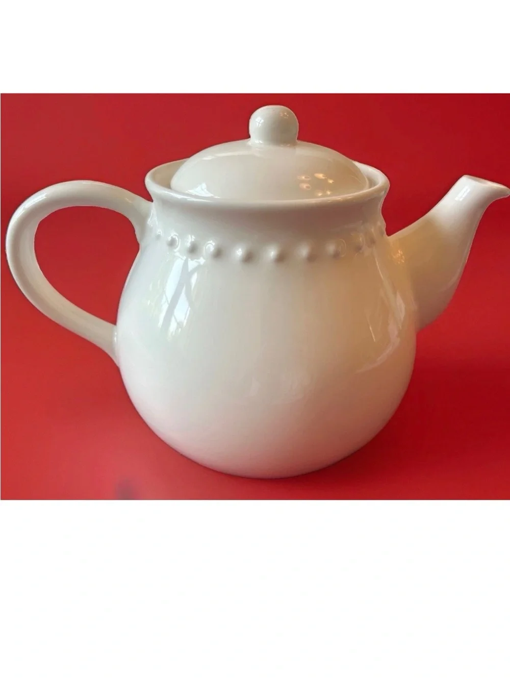 Pottery Barn Emma Creamy White Teapot & Lid 6  1/2in 6 Cups Made In Portugal